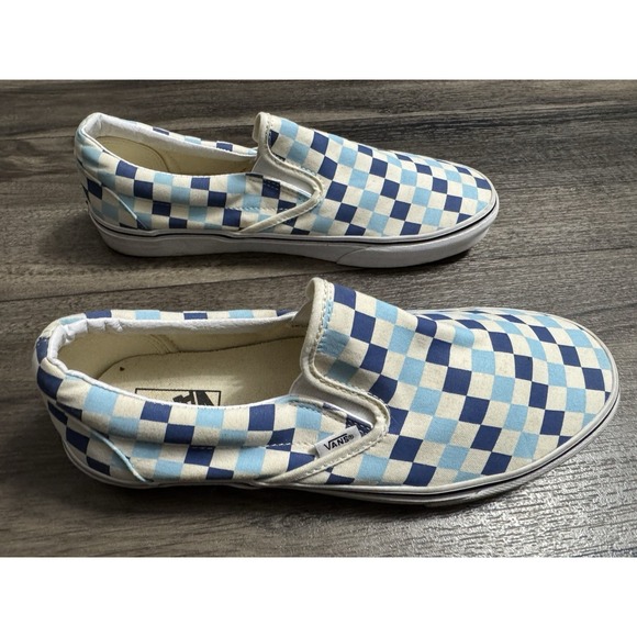 Vans off the Wall Sneakers Men's 11.5 Slip-on Dark Light Blue Checker - Picture 3 of 9